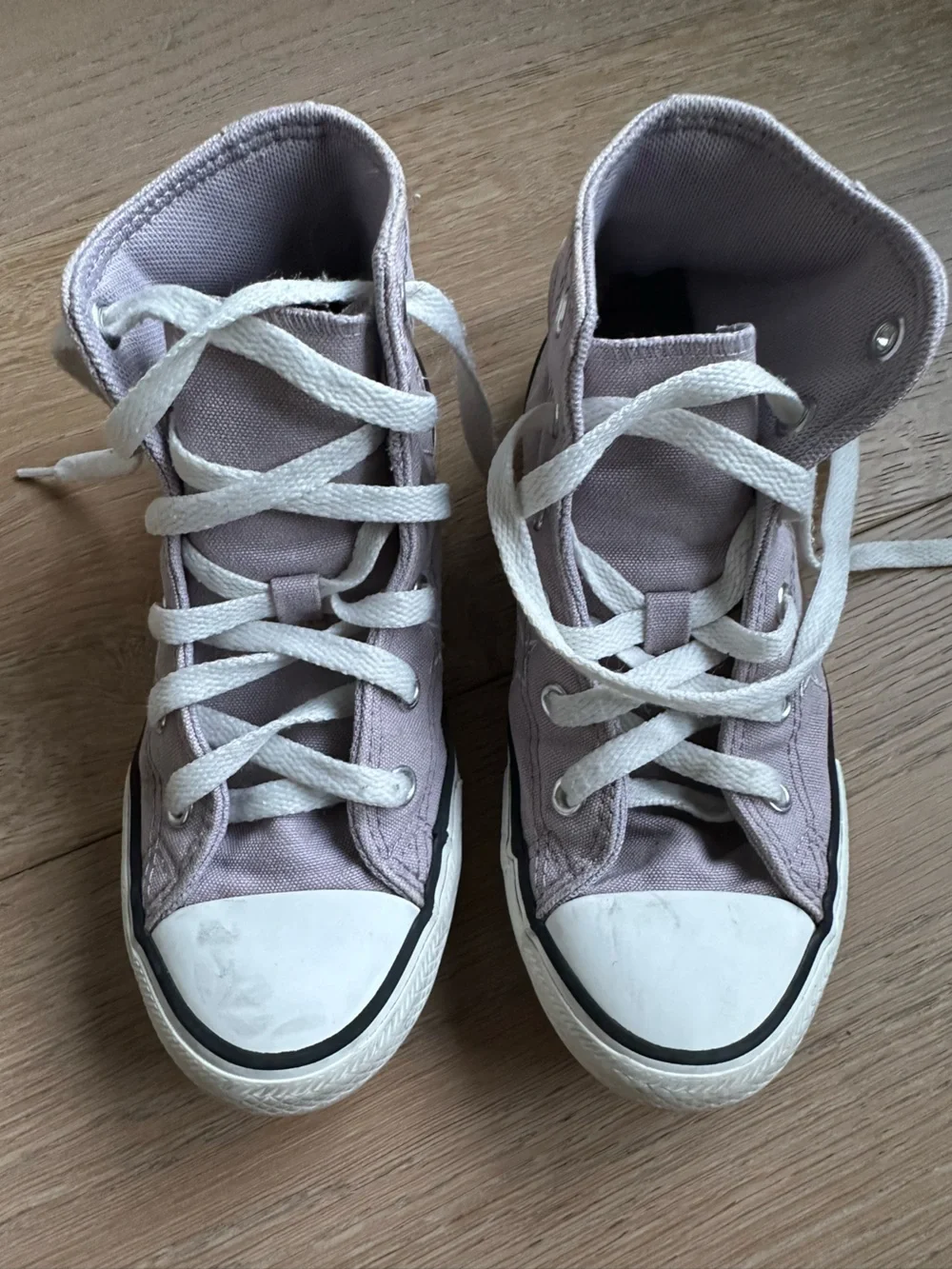 Converse High-Top Canvas Sneakers Light Purple with Stars White Laces 1